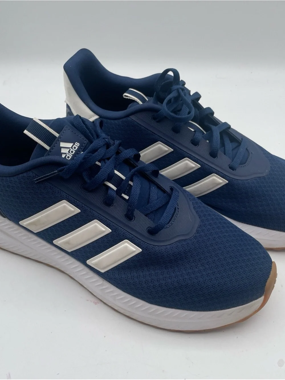 Adidas Cloudfoam Comfort Men's Running Walking Sneakers Navy Blue White Gum Sole